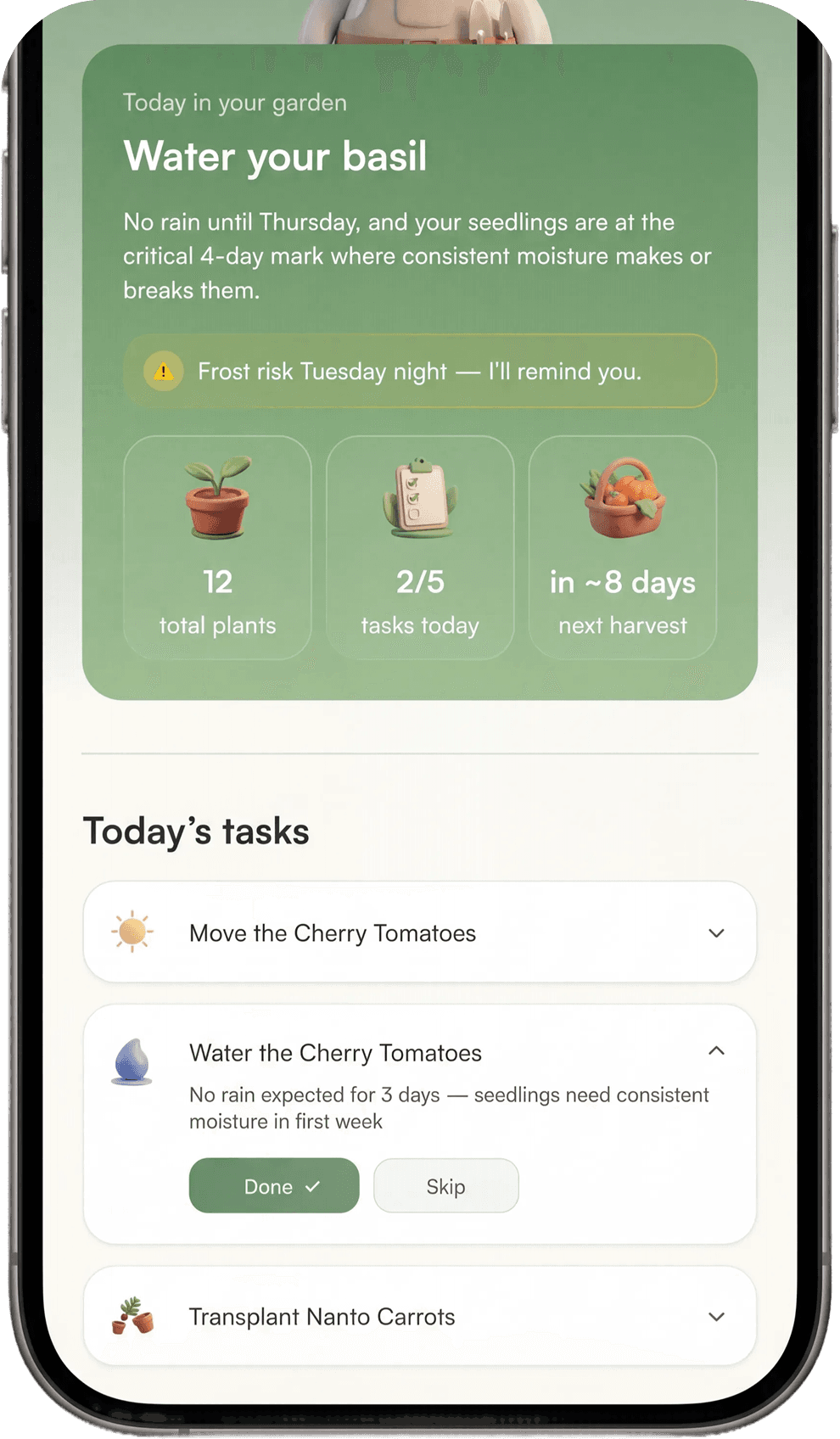 Growli daily morning briefing screen